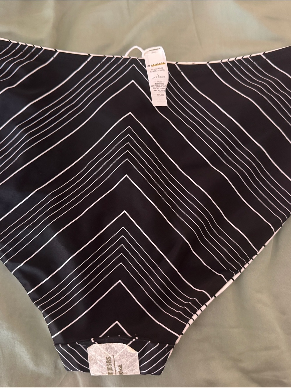 Athleta Black & White Striped Swim Bottoms and Top